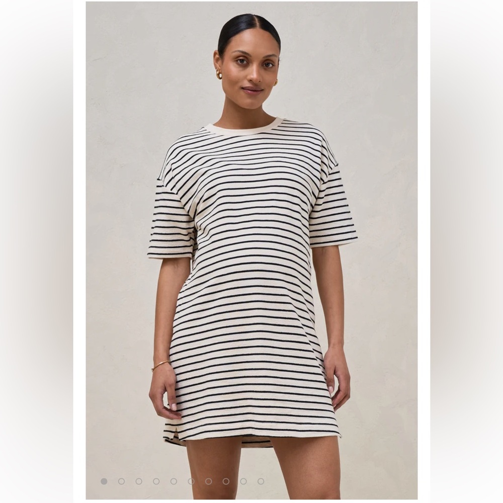 BAE. The Label Cotton What’s Next Striped Black/Cream Nursing Dress, XS